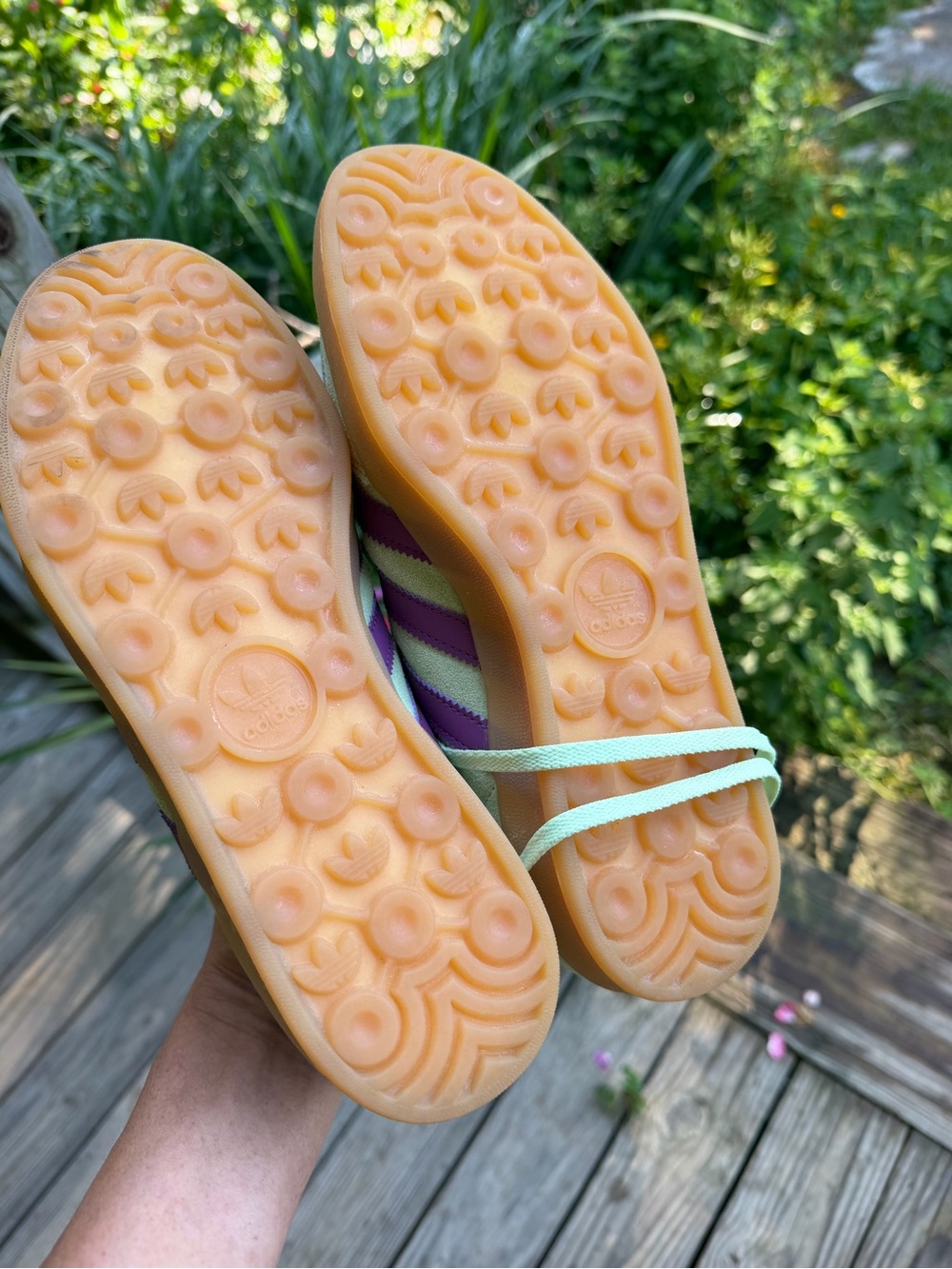 adidas Gazelle Women’s Mint Green & Purple Suede Sneakers - Picture 3 of 11